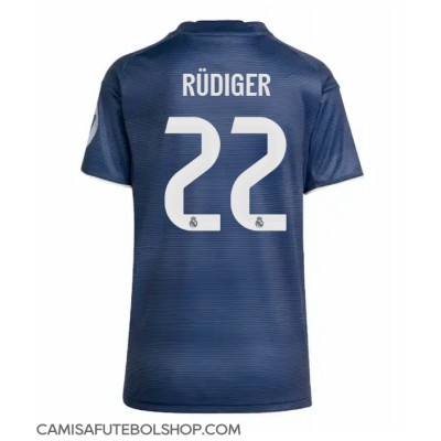 Camisa de time de futebol Real Madrid Antonio Rudiger #22 Replicas 2º Equipamento Feminina 2025-26 Manga Curta Camisa de time de futebol Real Madrid Antonio Rudiger #22 Replicas 2º Equipamento Feminina 2025-26 Manga Curta
